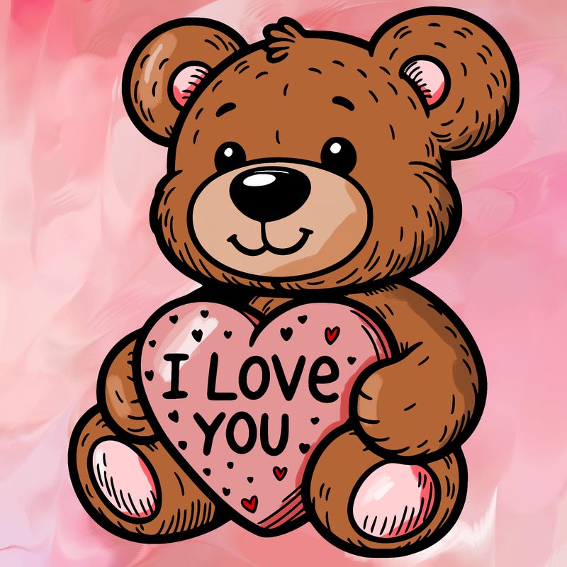 teddy bear holding an i love you heart