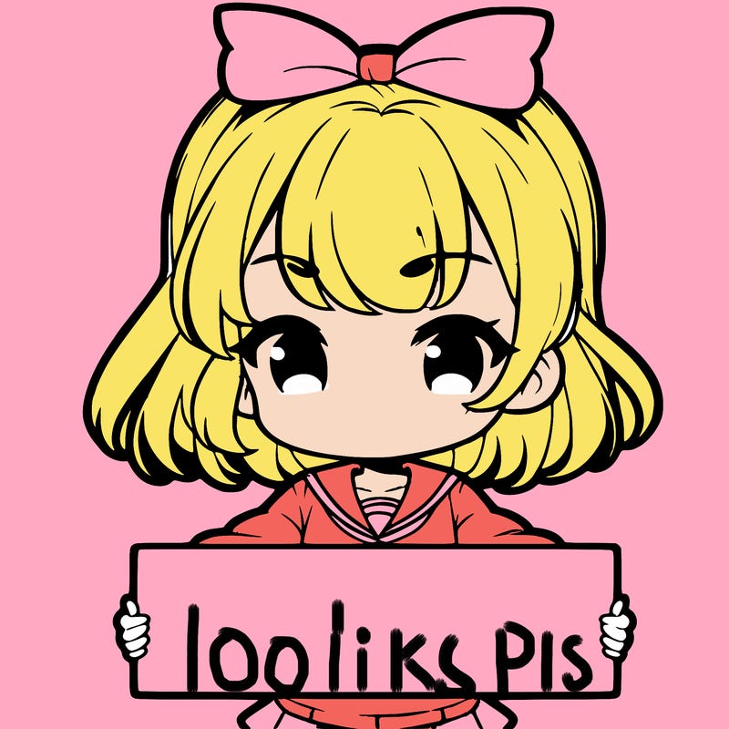 cute anime girl holding a sign