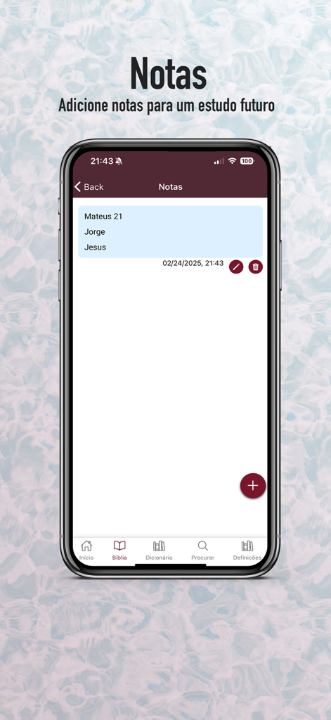 Bíblia Almeida Atualizada - Interface de anotações no aplicativo Bíblia Almeida Atualizada para estudo das escrituras