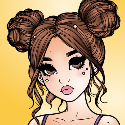 realistic girl with space buns