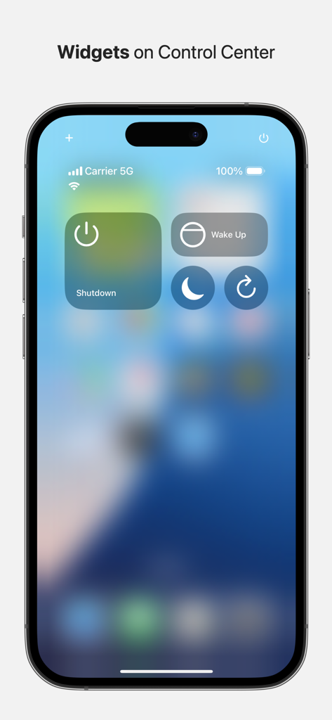 Magic Packet - Wake On Lan - iOS Control Center featuring Magic Packet widgets for remote wake and shutdown.
