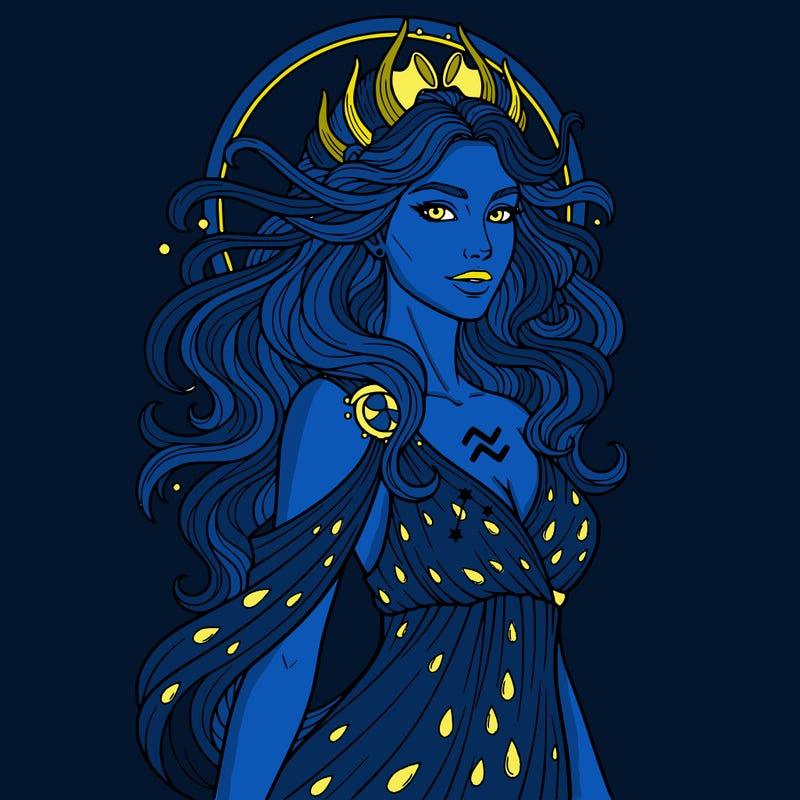 zodiac sign goddess aquarius head to shoulders