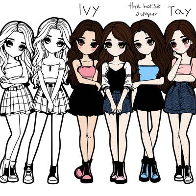 a group of girls realistic