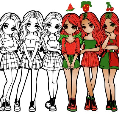 a group of girls realistic