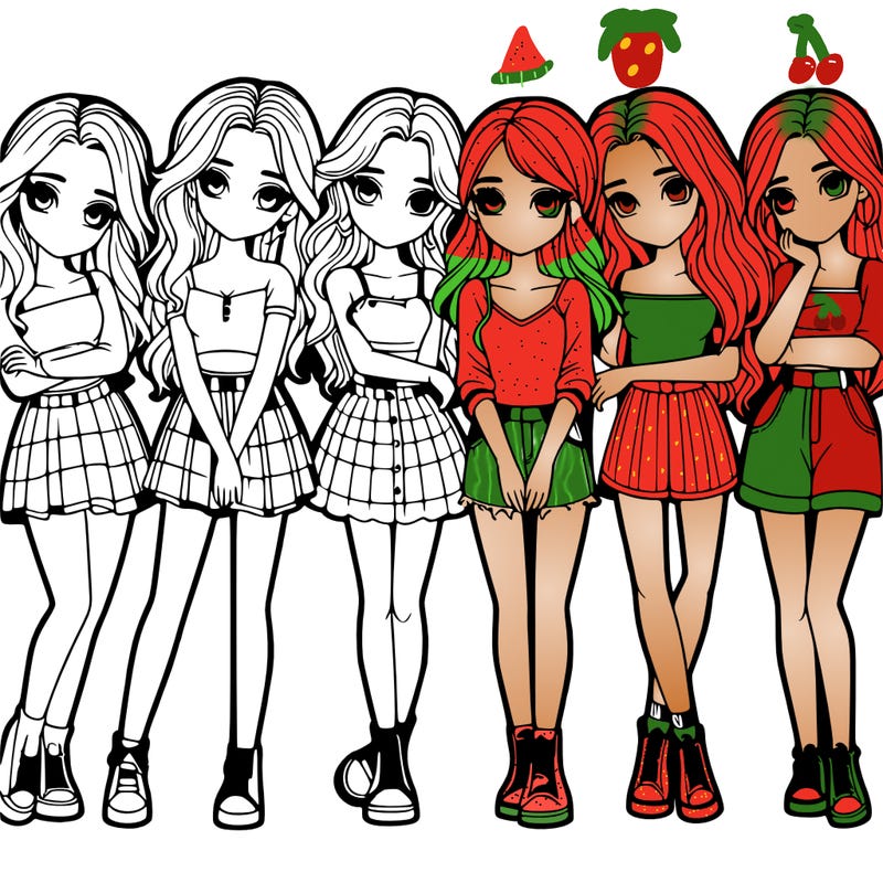 a group of girls realistic