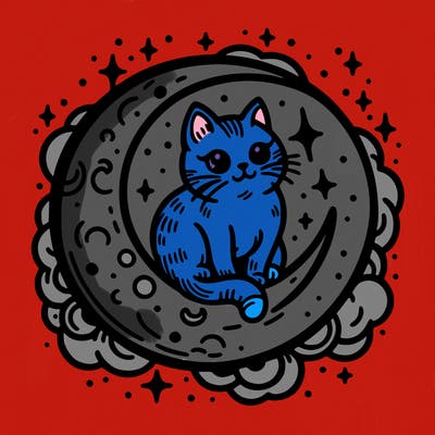 cat on the moon tattoo