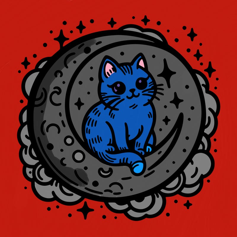 cat on the moon tattoo