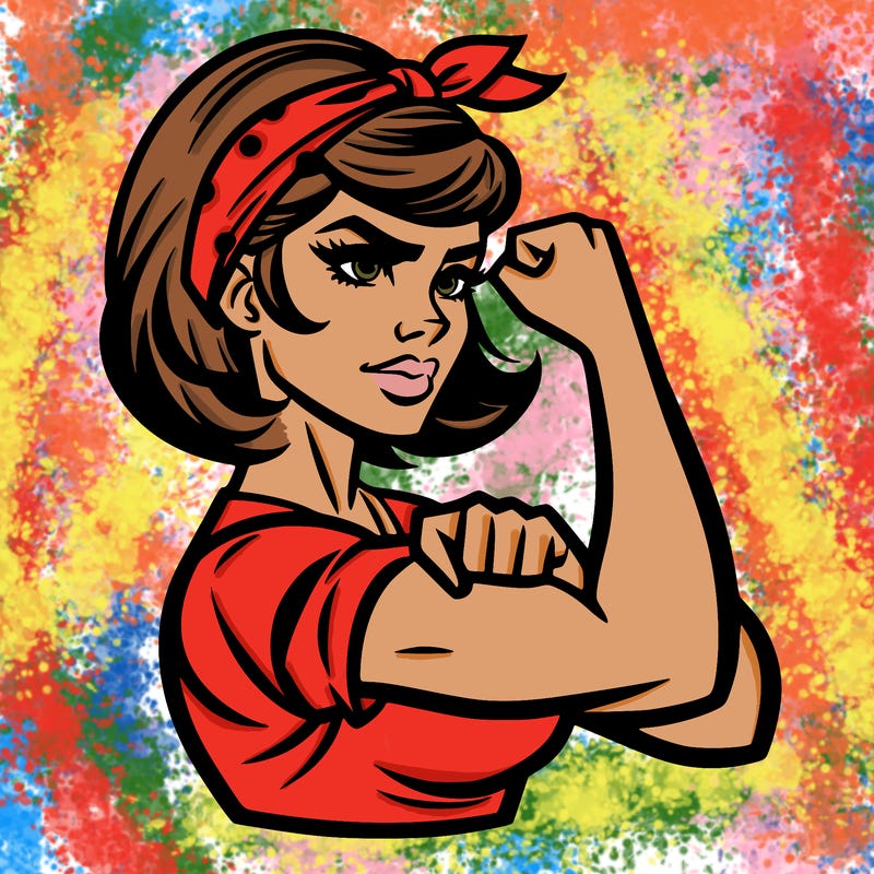 strong woman with a 60s american ad style