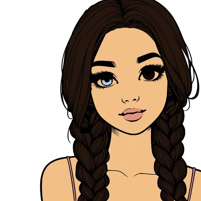 realistic girl with braids