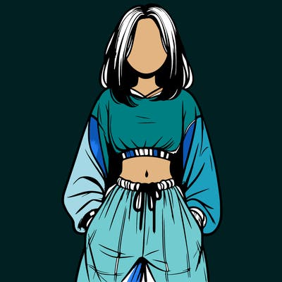 realistic girl faceless with baggy pants and a crop top