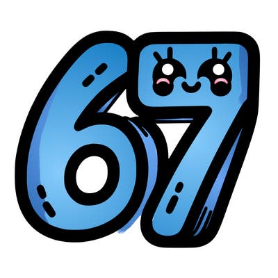 the numbers 67