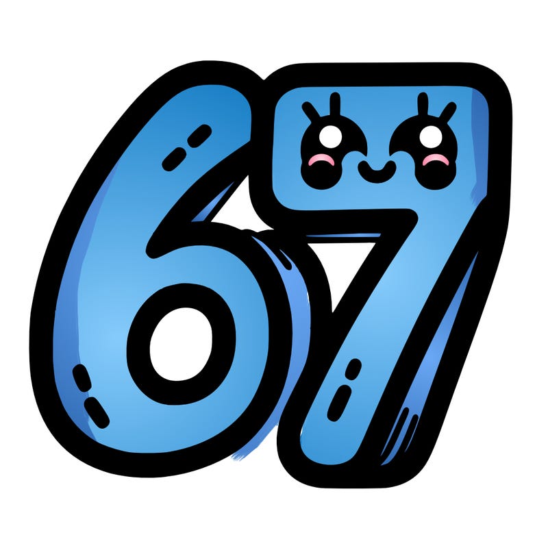 the numbers 67