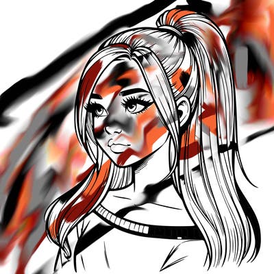 realistic girl with a high ponytail