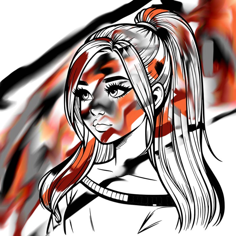 realistic girl with a high ponytail