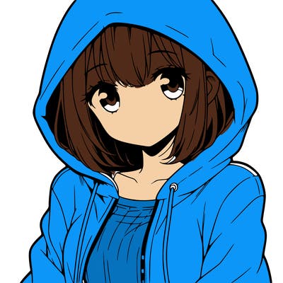 manga character girl in hoodie