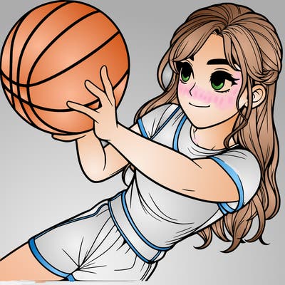 realistic girl playing basketball