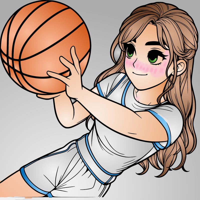 realistic girl playing basketball