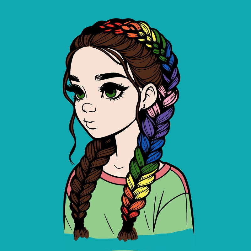 realistic girl with braids