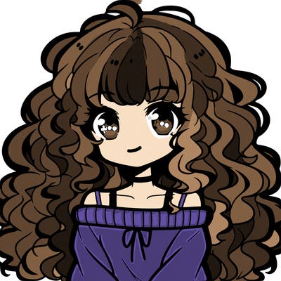 anime girl with curly hair
