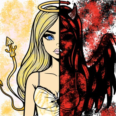 devil vs angel realistic girl