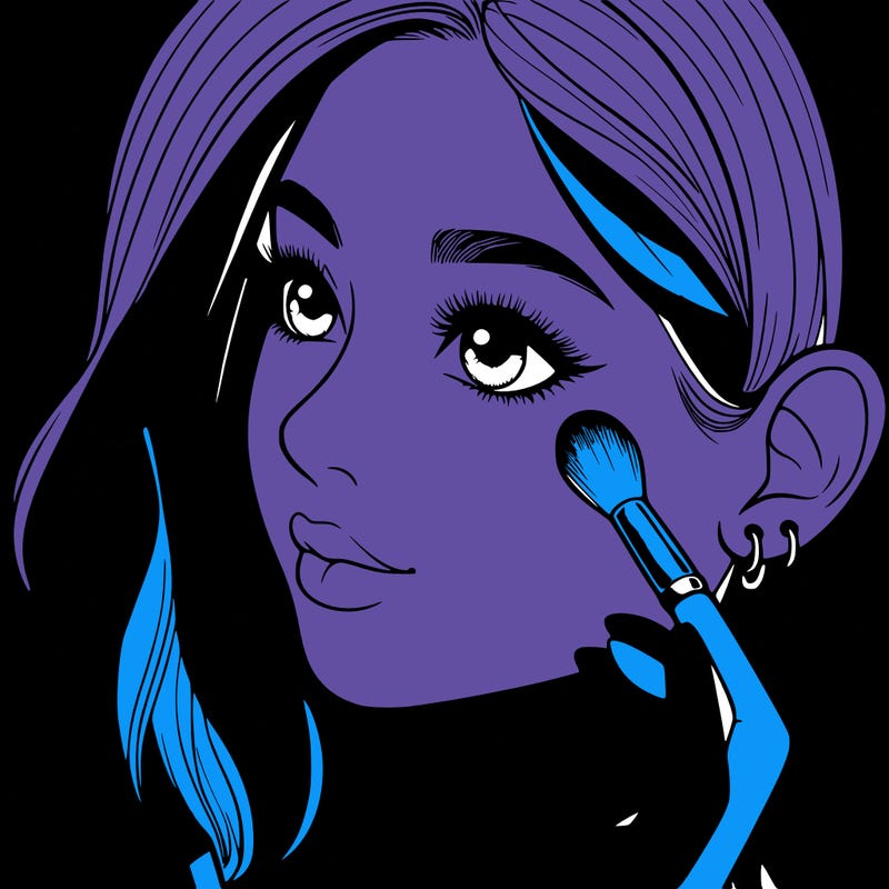 a realistic girl doing her makeup