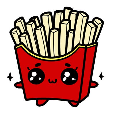 a cute. french fries