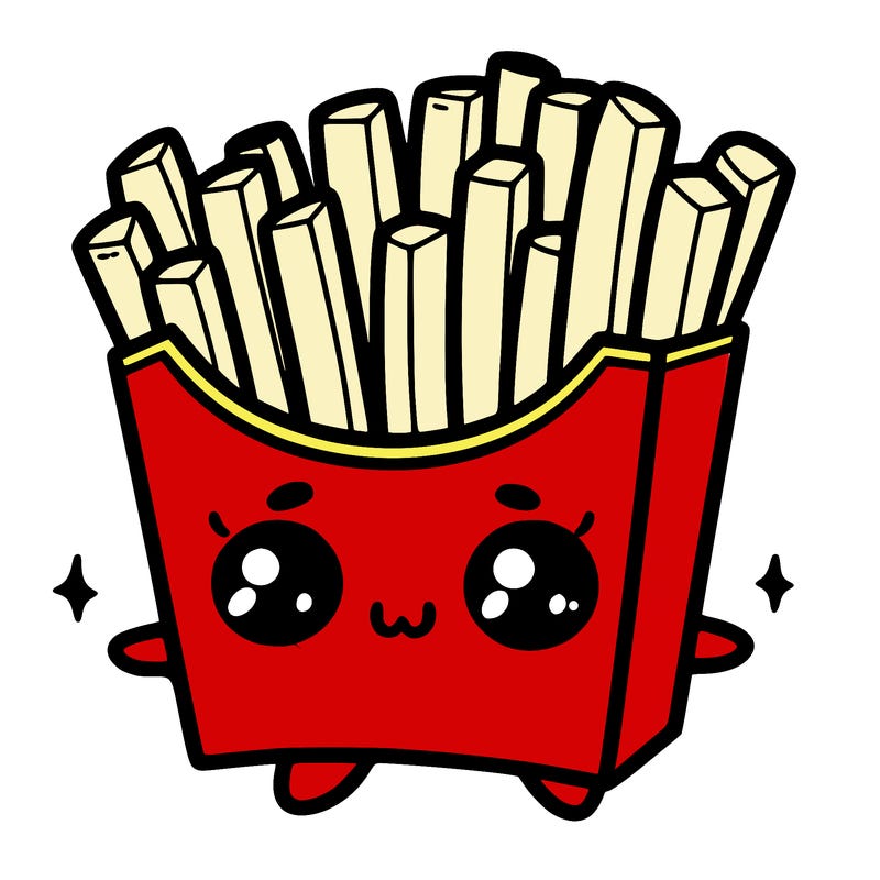 a cute. french fries