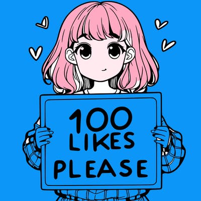a girl holding a sign saying 100 likes please