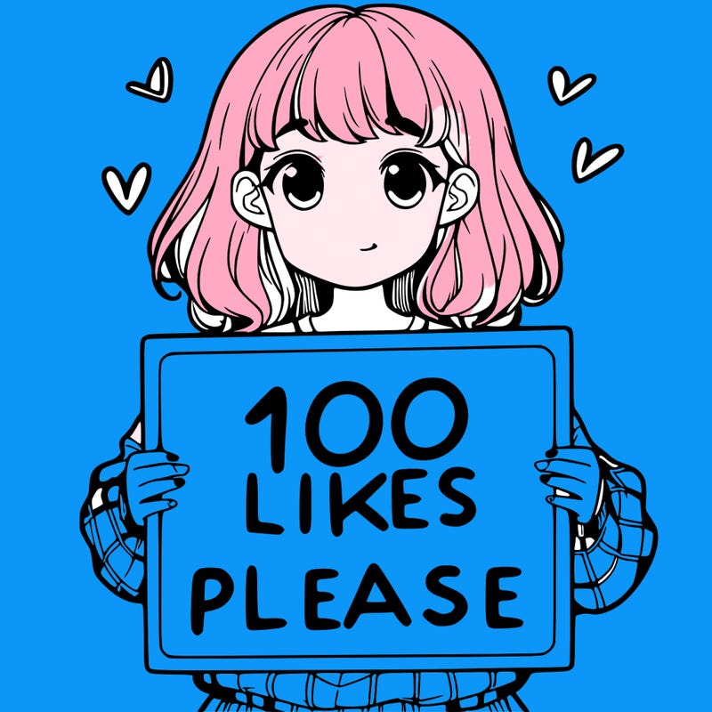 a girl holding a sign saying 100 likes please