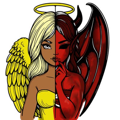 realistic angel half demon