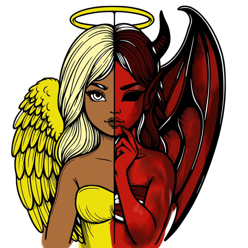 realistic angel half demon