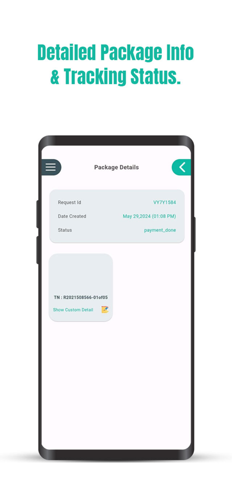 Global Shopaholics - Global Shopaholics app interface showing detailed package information and tracking status