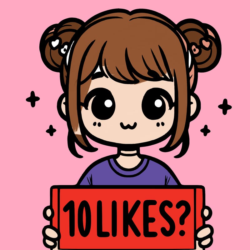 cute girl that is holding a sign that says 10 likes?
