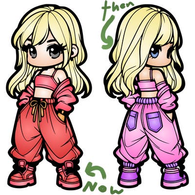 girl in crop top and baggy pants