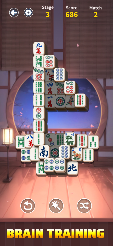 Mahjong Match: Puzzle Game - Mahjong Match puzzle game screen showing clear tiles and brain training text