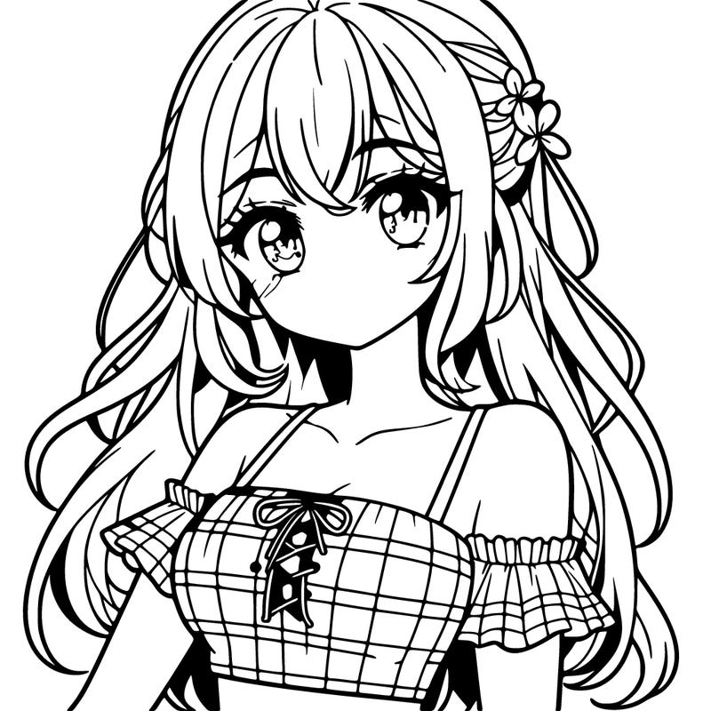 manga girl in a cute crop top