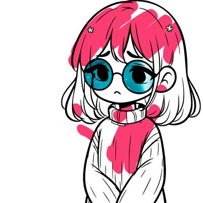 sad girl with glasses in a sweater