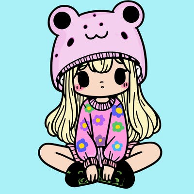 a girl wearing a frog hat and some frog socks