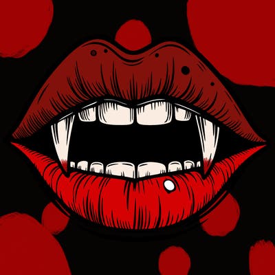 lips with vampire teeth