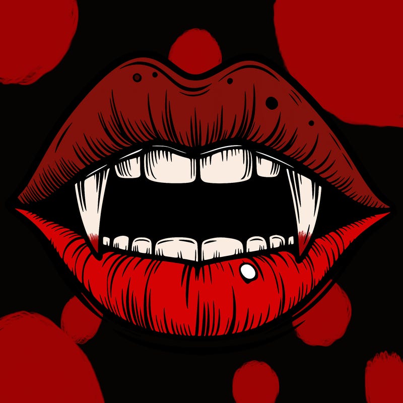 lips with vampire teeth