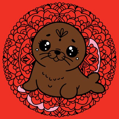 a cute baby seal mandala