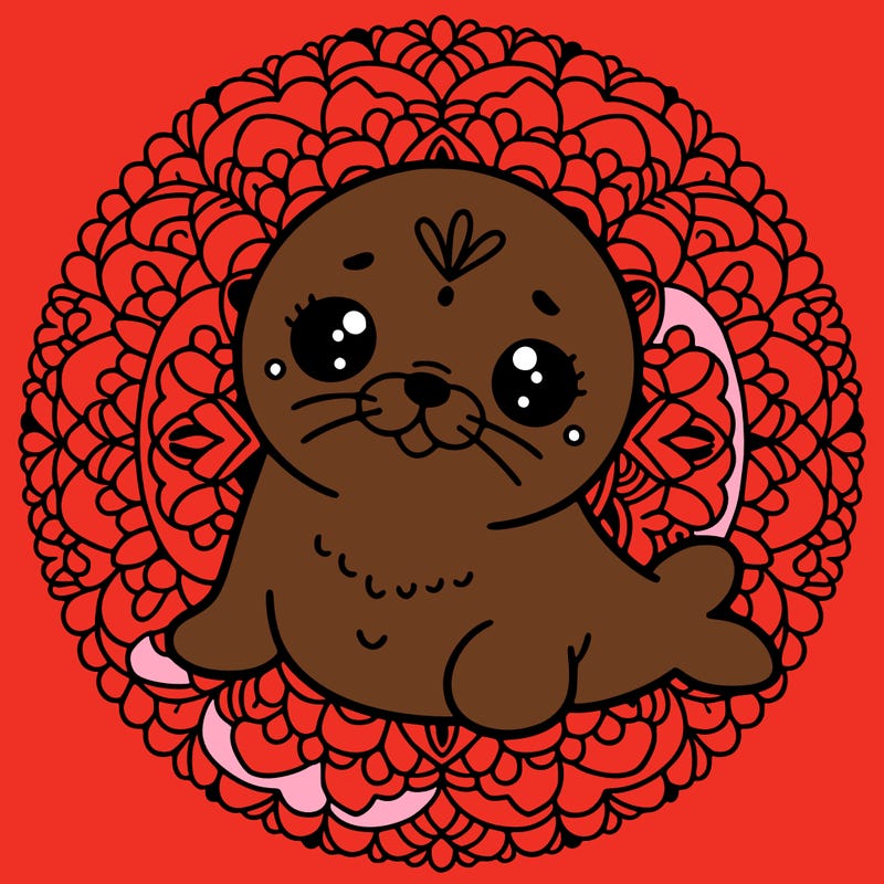 a cute baby seal mandala