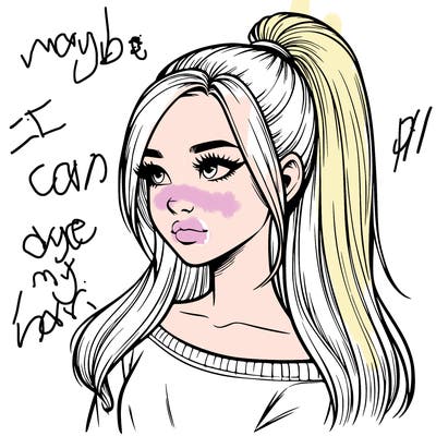 realistic girl with a high ponytail