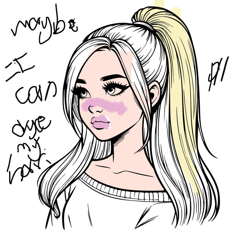 realistic girl with a high ponytail