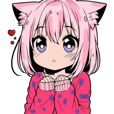 shy anime catgirl