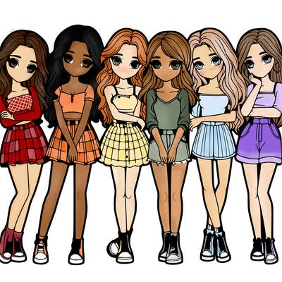 a group of girls realistic