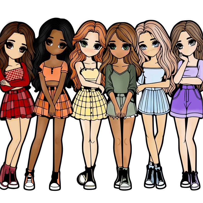 a group of girls realistic