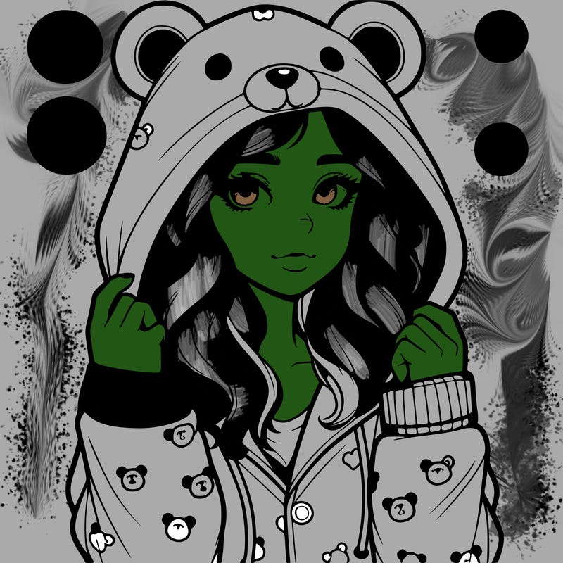 realistic girl in a animal pjs hoodie