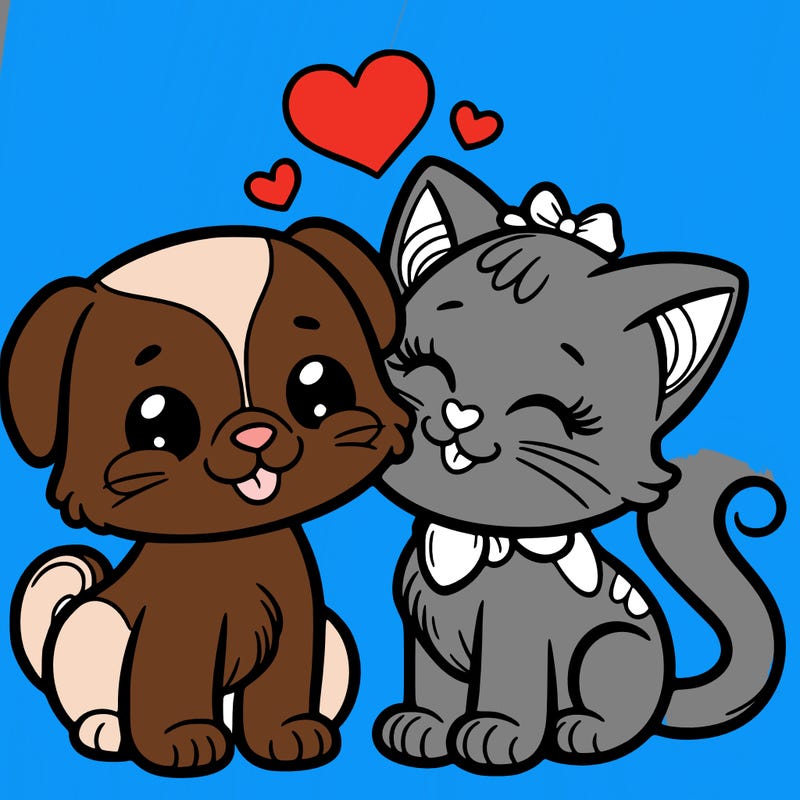 cat with a dog and in love