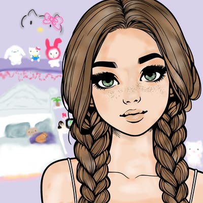 realistic girl with braids